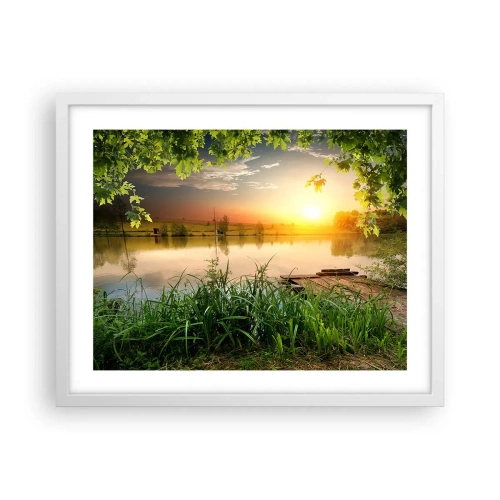 Póster en marco blanco - Paisaje en un marco verde - 50x40 cm