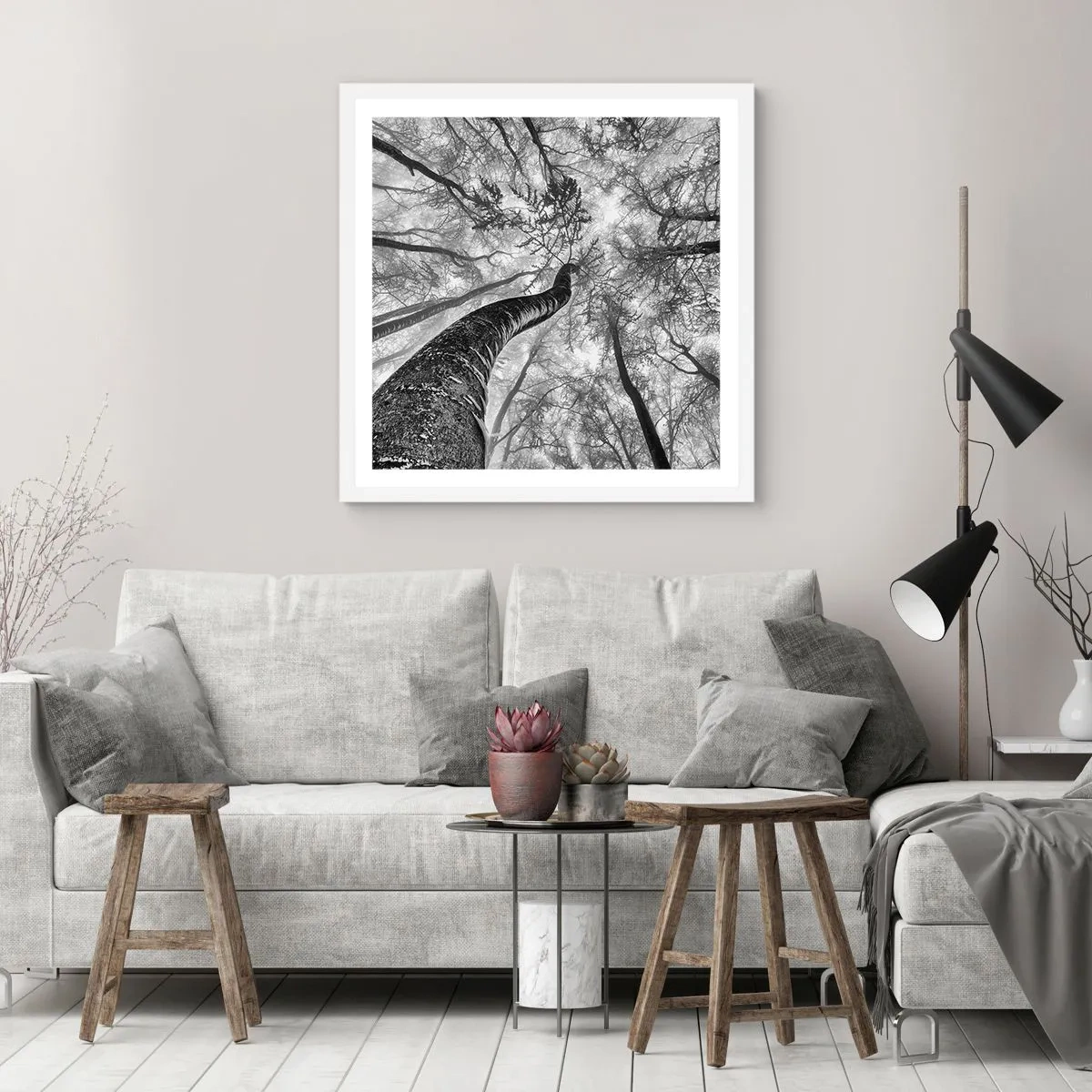 Póster en marco blanco - Carrera hacia la luz - 30x30 cm