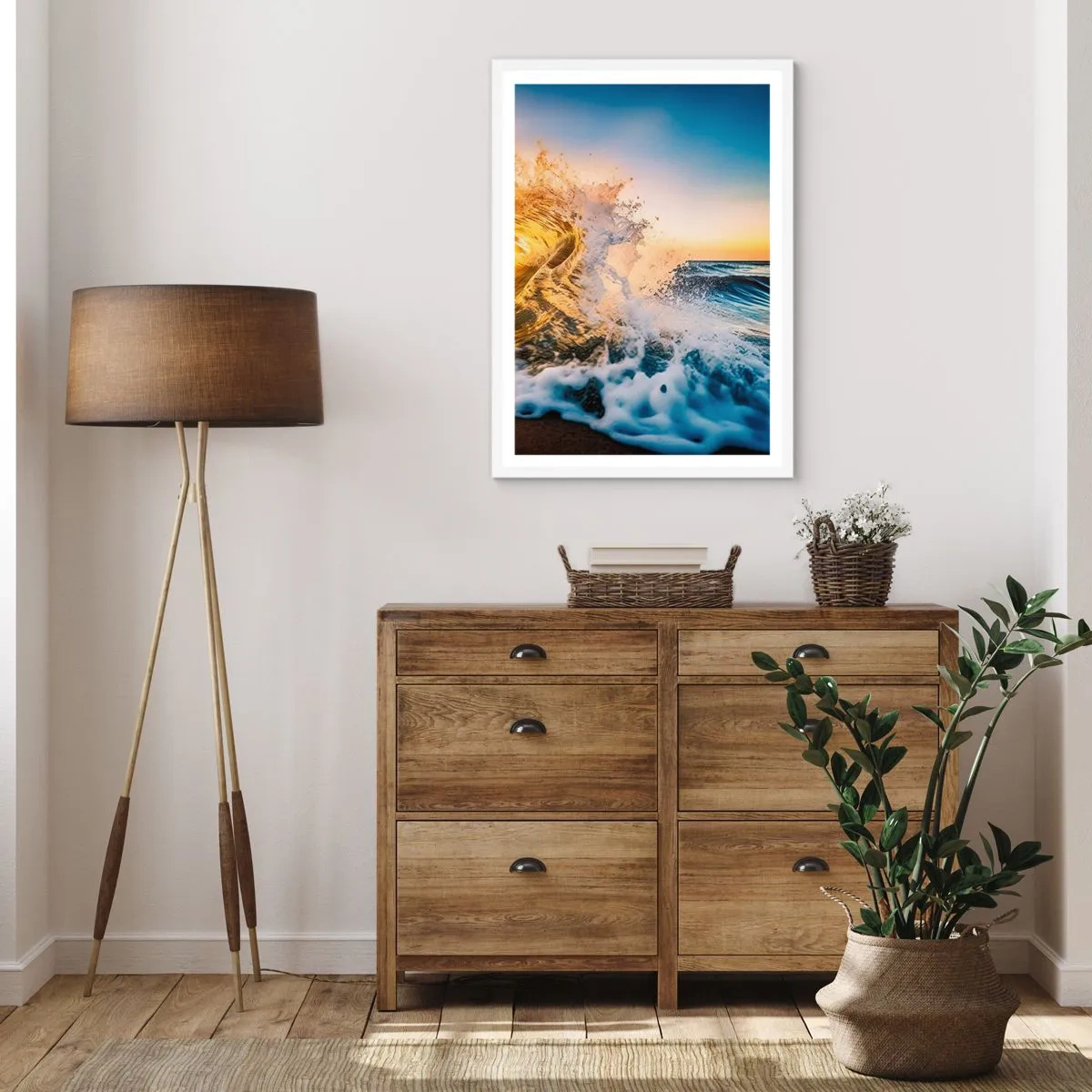 Póster en marco blanco - Jugando en la arena - 70x100 cm