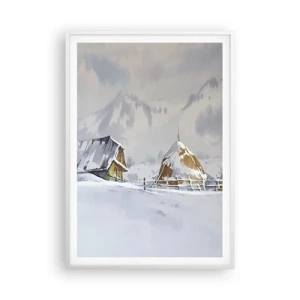 Póster en marco blanco - En un valle nevado - 70x100 cm