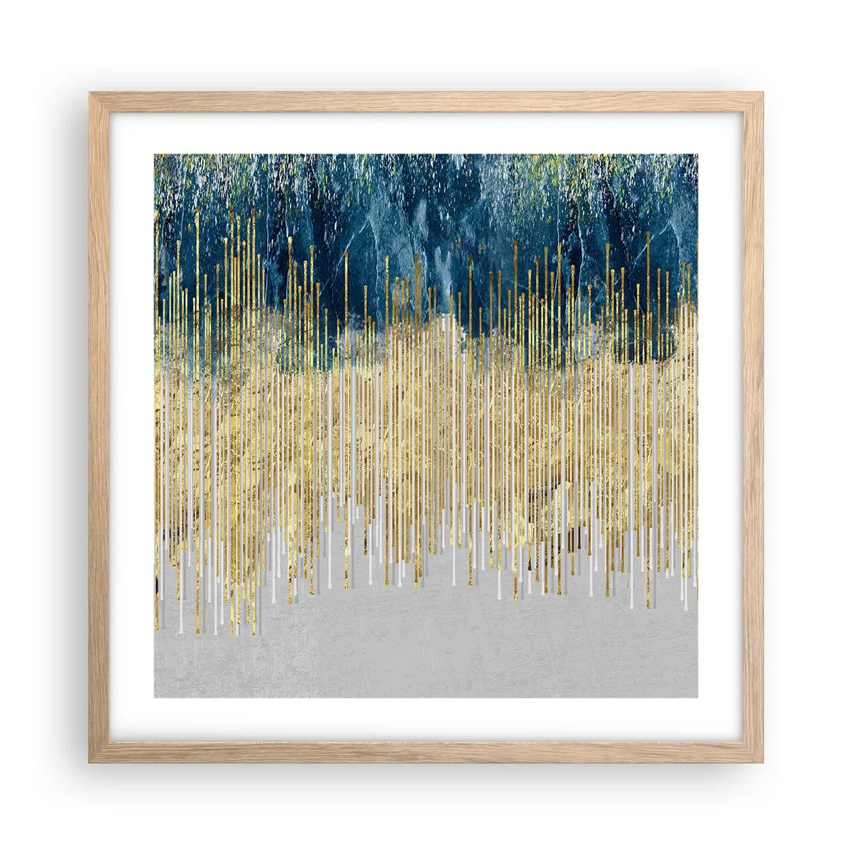 Póster en marco roble claro - Frontera de líneas doradas - 50x50 cm
