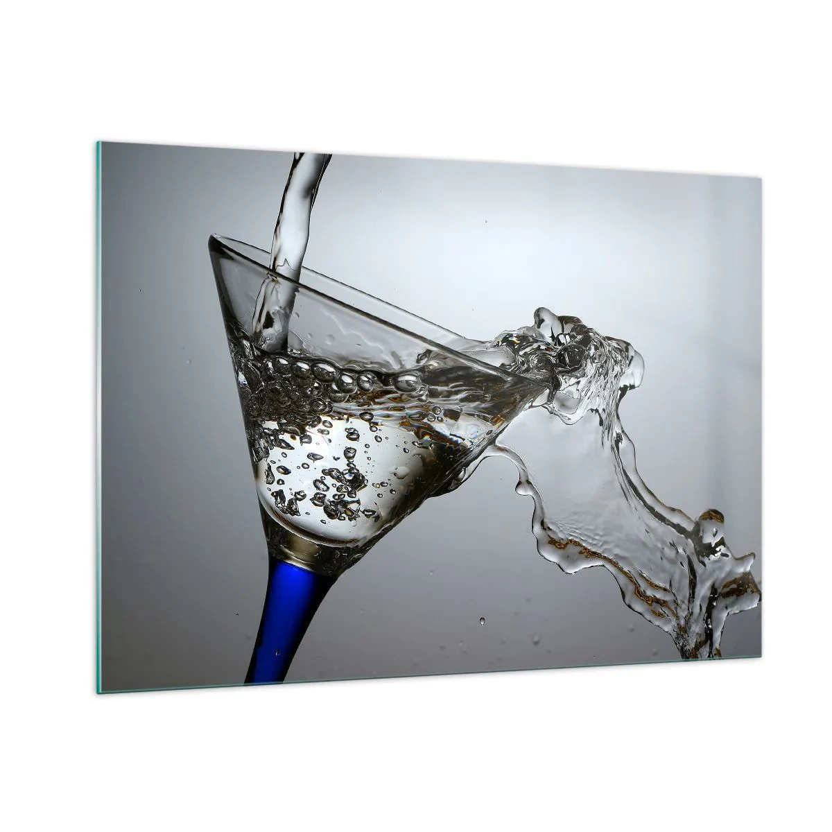 Cuadro sobre vidrio - Impresiones sobre Vidrio - Agua salpicando en una copa de martini - 100x70cm - Agua cristalina en vaso de vidrio - Decoración de pared moderna para salón y dormitorio ARTTOR