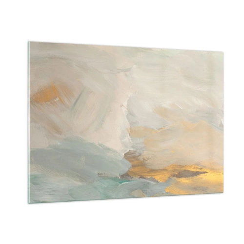 Cuadro sobre vidrio - Impresiones sobre Vidrio - Abstracción brillante con pinceladas delicadas. - 100x70cm - Abstracción - una tierra de dulzura - Decoración de pared moderna para salón y dormitorio ARTTOR