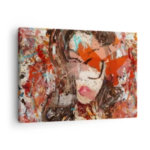 Cuadro sobre lienzo - Impresión de Imagen - Retrato abstracto de una mujer en colores intensos. - 70x50cm - Nadie sabe cómo eres realmente - Decoración de pared moderna para salón y dormitorio ARTTOR