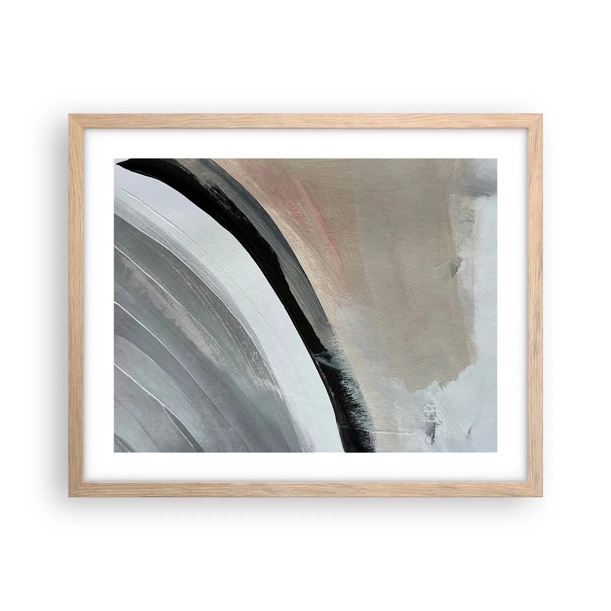 Póster en marco roble claro - Composición: un arco negro y gris - 50x40 cm