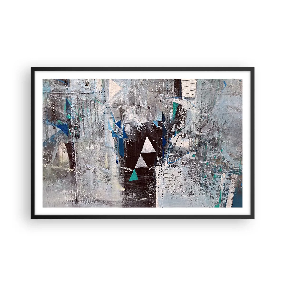 Póster en marco negro - El orden superior de los triángulos - 91x61 cm