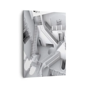 Cuadro sobre lienzo - Impresión de Imagen - Una composición abstracta de escaleras en una disposición espacial surrealista. - 50x70cm - Paradojas del espacio - Decoración de pared moderna para salón y dormitorio ARTTOR