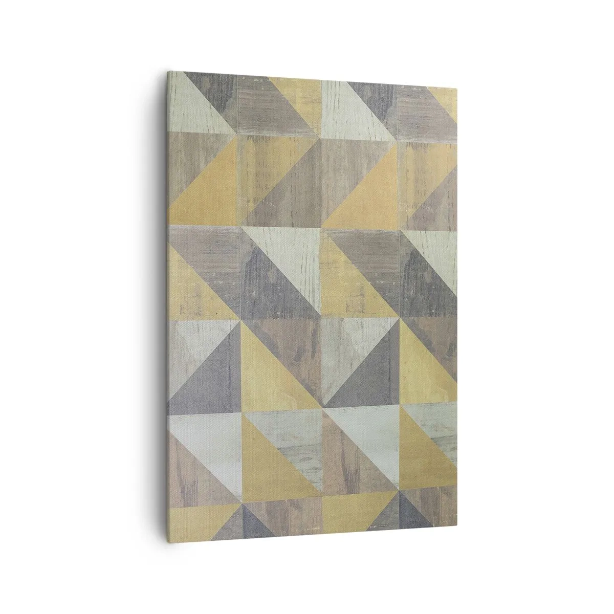 Cuadro sobre lienzo - Impresión de Imagen - Composición geométrica de triángulos en tonos tierra. - 70x100cm - El arte de los triángulos - Decoración de pared moderna para salón y dormitorio ARTTOR