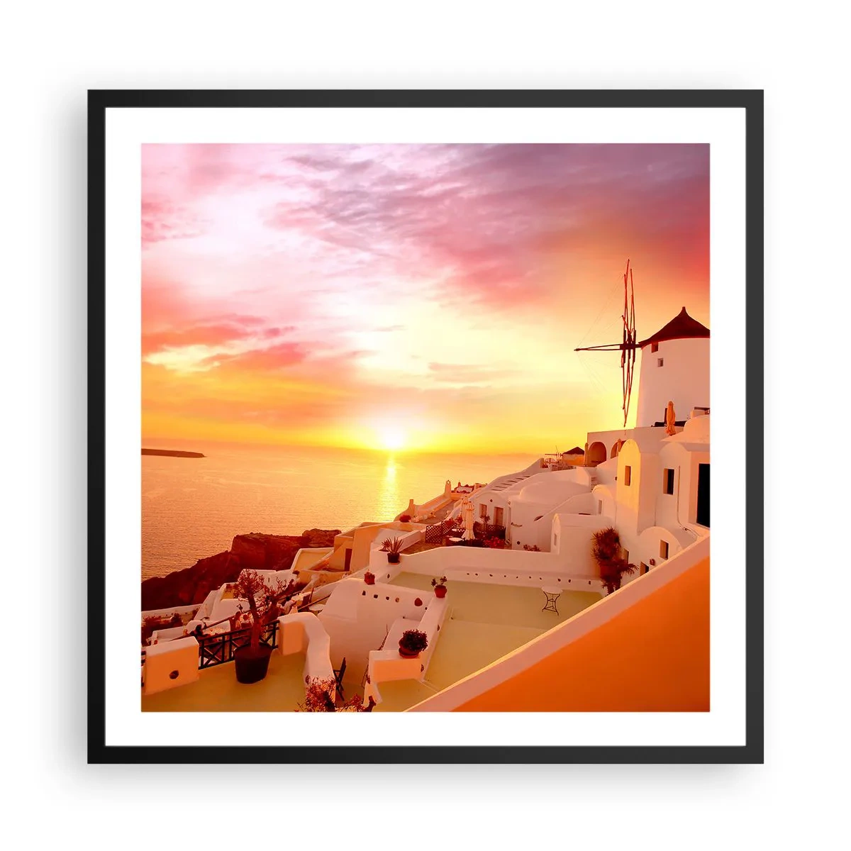 Póster en marco negro - Blanco y dorado - 60x60 cm
