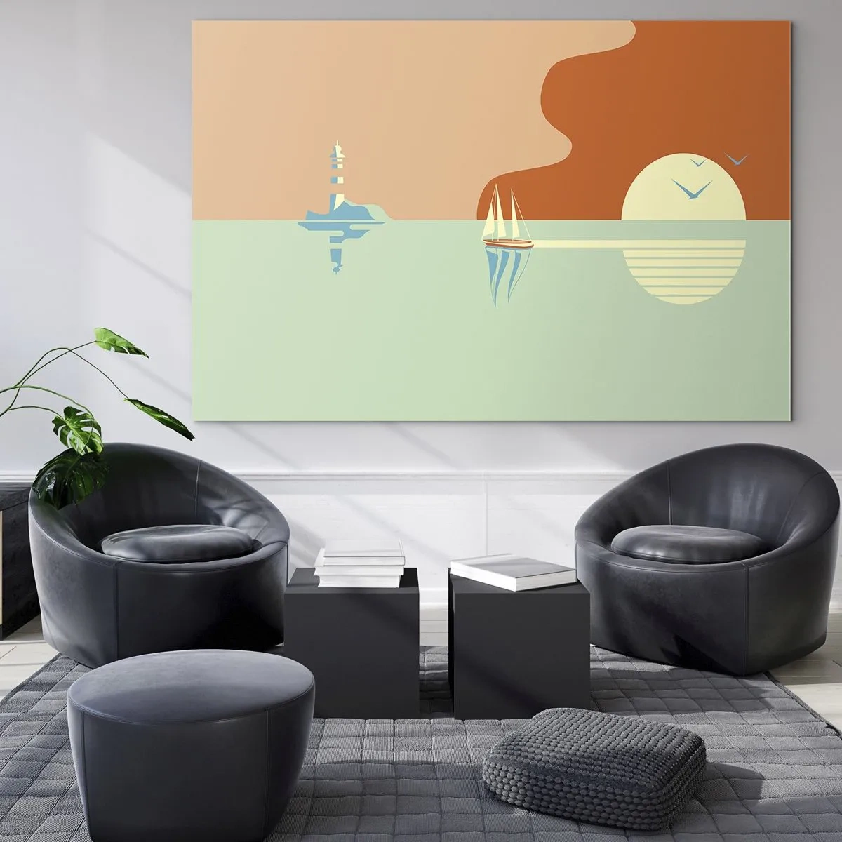Cuadro sobre vidrio - Impresiones sobre Vidrio - Un paisaje marino perfecto - 70x50 cm