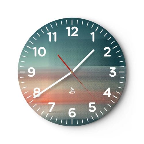Reloj de pared - Reloj de vidrio - Abstracción: ondas de luz - 30x30 cm