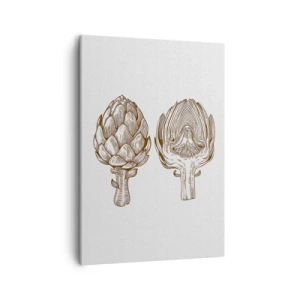 Cuadro sobre lienzo - Impresión de Imagen - Dibujo artístico vintage de una alcachofa - 50x70cm - Lección de anatomía - Decoración de pared moderna para salón y dormitorio ARTTOR