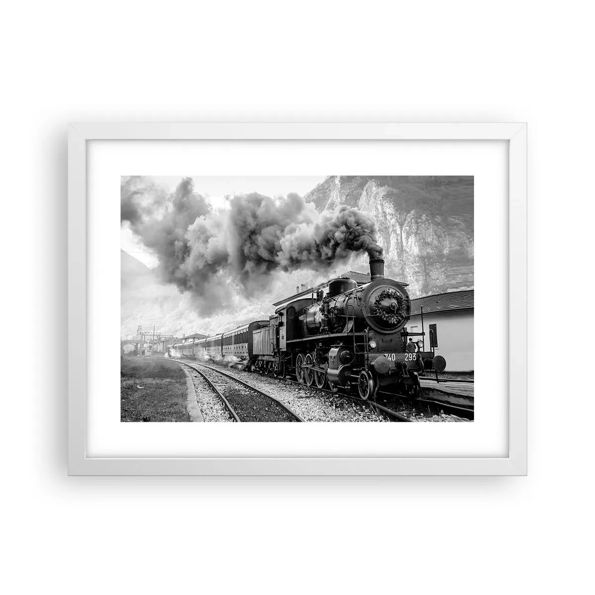 Póster en marco blanco - Rumbo a la estación... - 40x30 cm