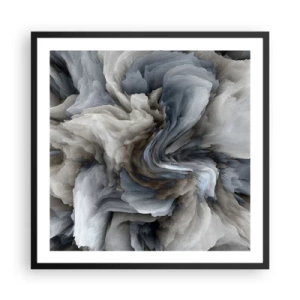 Póster en marco negro - Piedra y flor - 60x60 cm