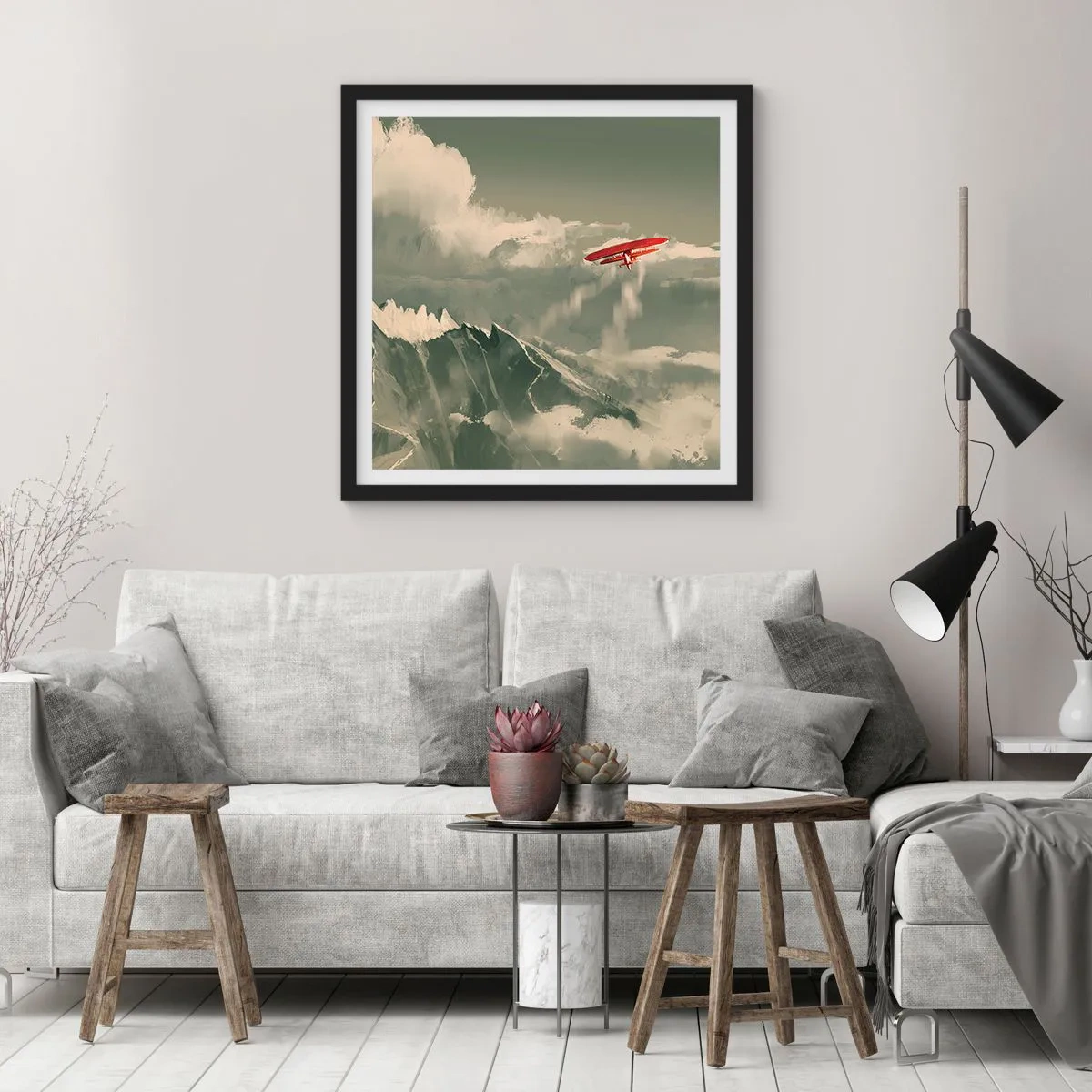 Póster en marco negro - Pionero sin miedo - 50x50 cm