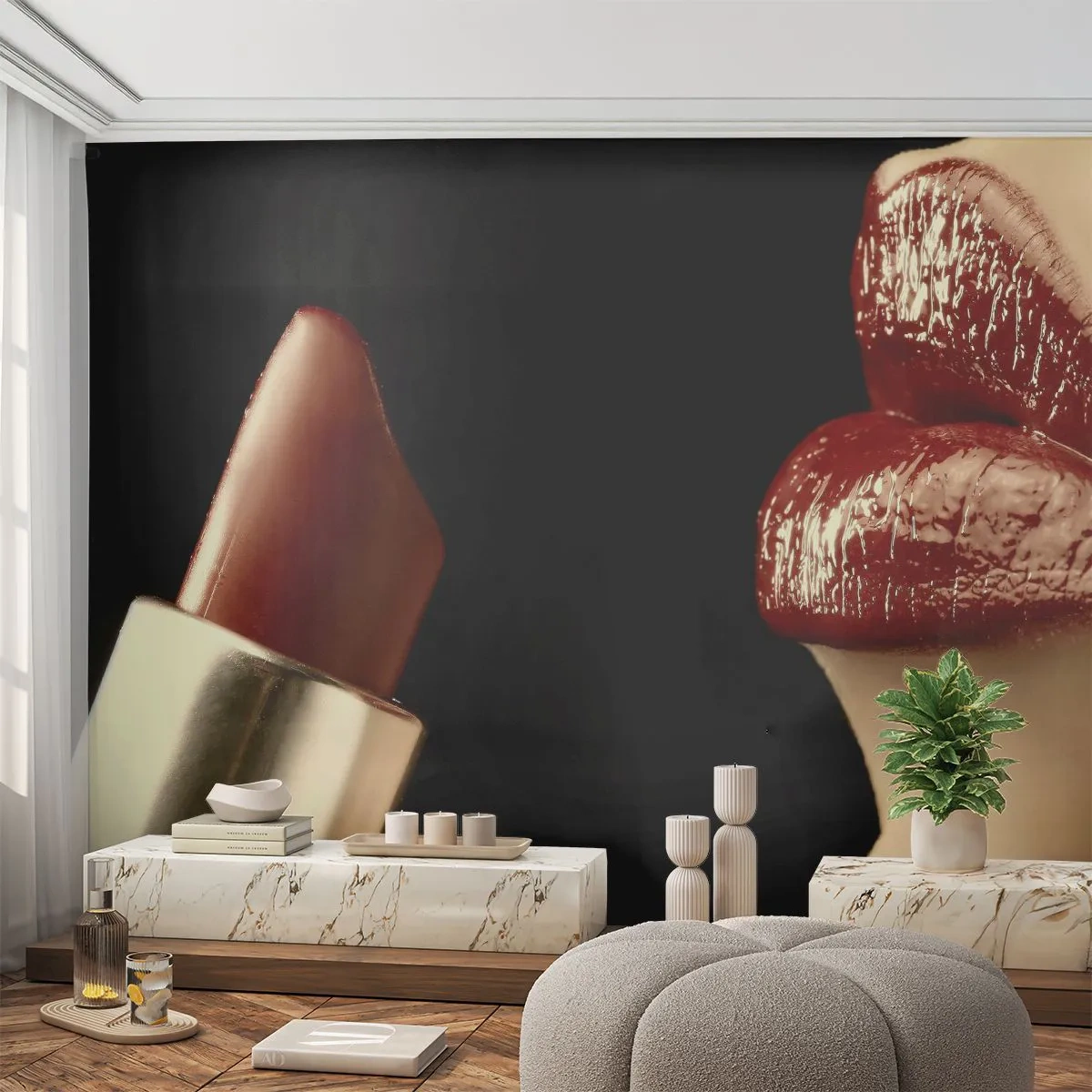 Fotomural Premium Canvas - Sensualidad y brillo del carmín - Gente, Mujer, Constituir - 250x175 cm