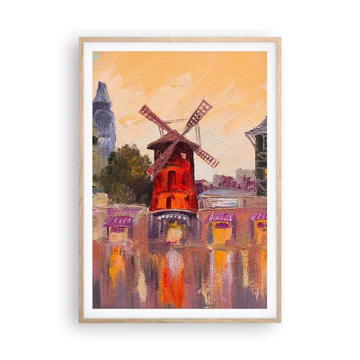 Póster en marco roble claro - Iconos parisinos - Moulin Rouge - 70x100 cm