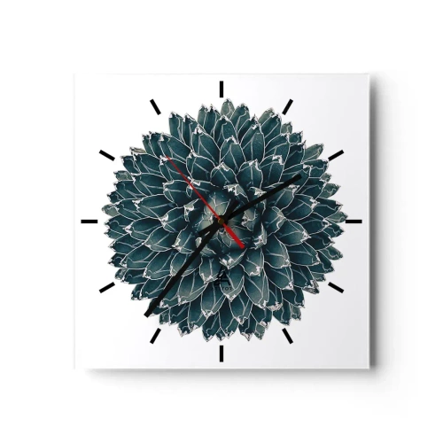 Reloj de pared - Reloj de vidrio - Planta suculenta simétrica sobre un fondo blanco. - 30x30cm - Estrella del desierto - Decoración de pared moderna para salón y dormitorio ARTTOR