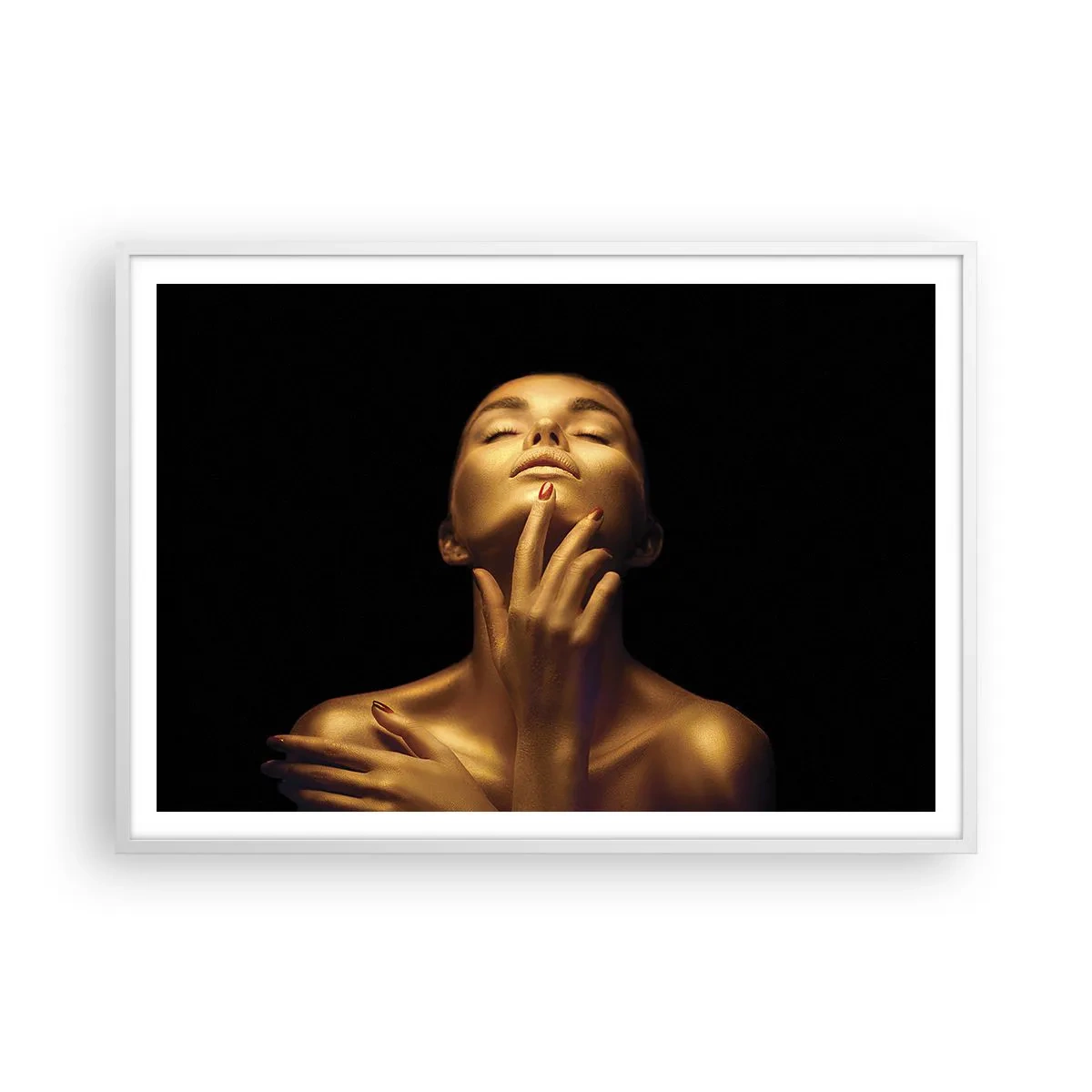 Póster en marco blanco - Como seda dorada - 100x70 cm