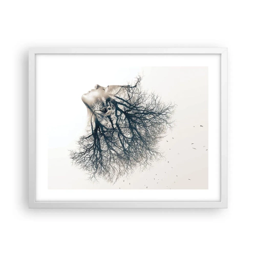 Póster en marco blanco - Escuchando el susurro de un árbol - 50x40 cm