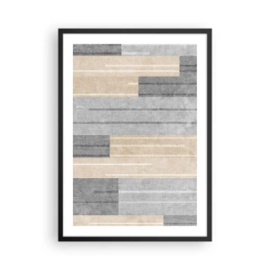Póster en marco negro - Una composición geométrica moderna en tonos grises y beige. - 50x70cm - Composición: sostener la vertical - Decoración de pared moderna para salón y dormitorio ARTTOR