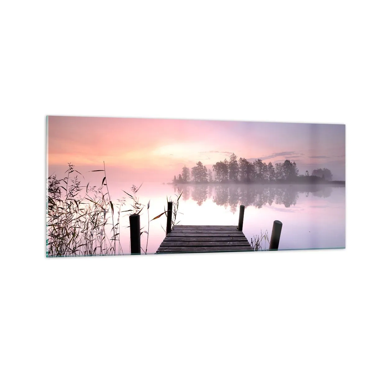Cuadro sobre vidrio - Impresiones sobre Vidrio - De la niebla lila... - 100x40 cm