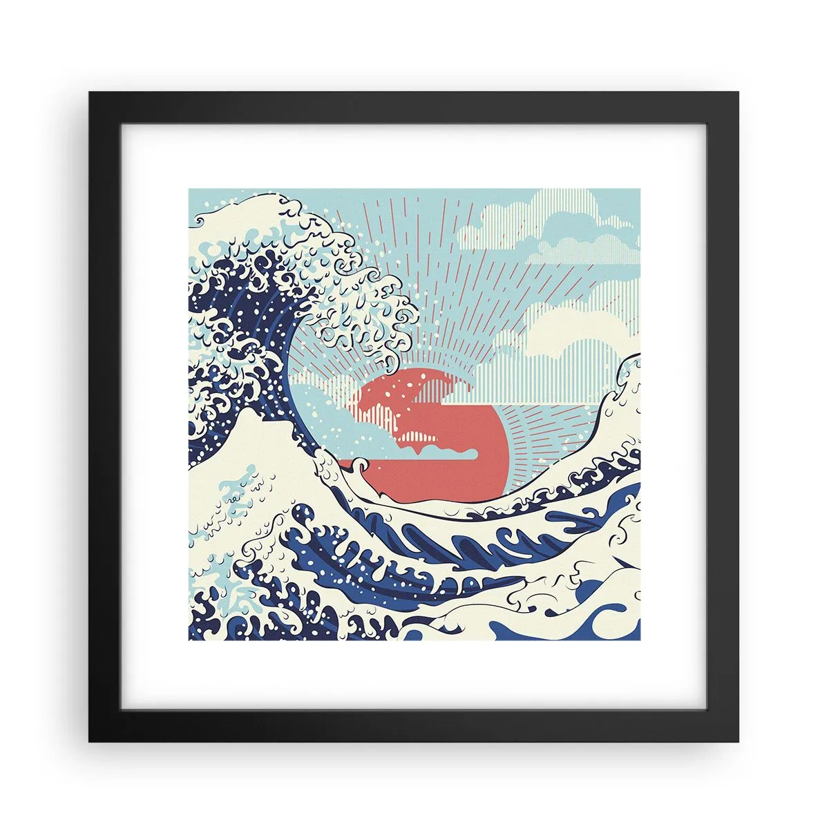 Póster en marco negro - De inspiración japonesa - 30x30 cm