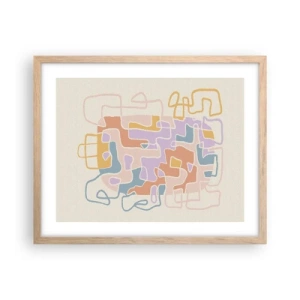 Póster en marco roble claro - Laberinto - una alegre aventura - 50x40 cm