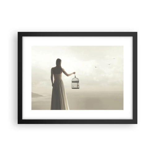 Póster en marco negro - Sé libre - 40x30 cm