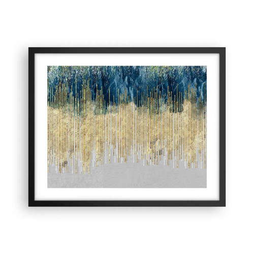 Póster en marco negro - Frontera de líneas doradas - 50x40 cm