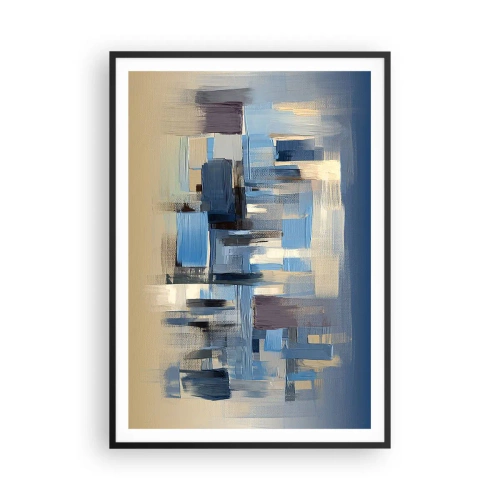 Póster en marco negro - Construcción azul - 70x100 cm