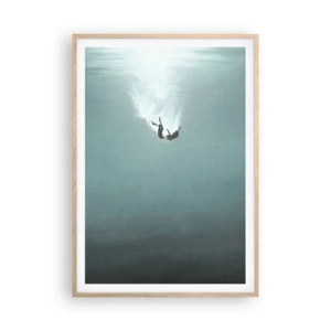 Póster en marco roble claro - En el abrazo del océano - 70x100 cm