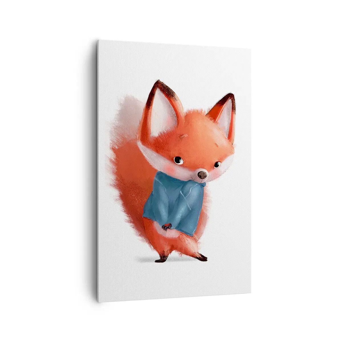 Cuadro sobre lienzo - Impresión de Imagen - Un lindo zorro con un traje azul. - 80x120cm - ¿Me veo bien con esto? - Decoración de pared moderna para salón y dormitorio ARTTOR