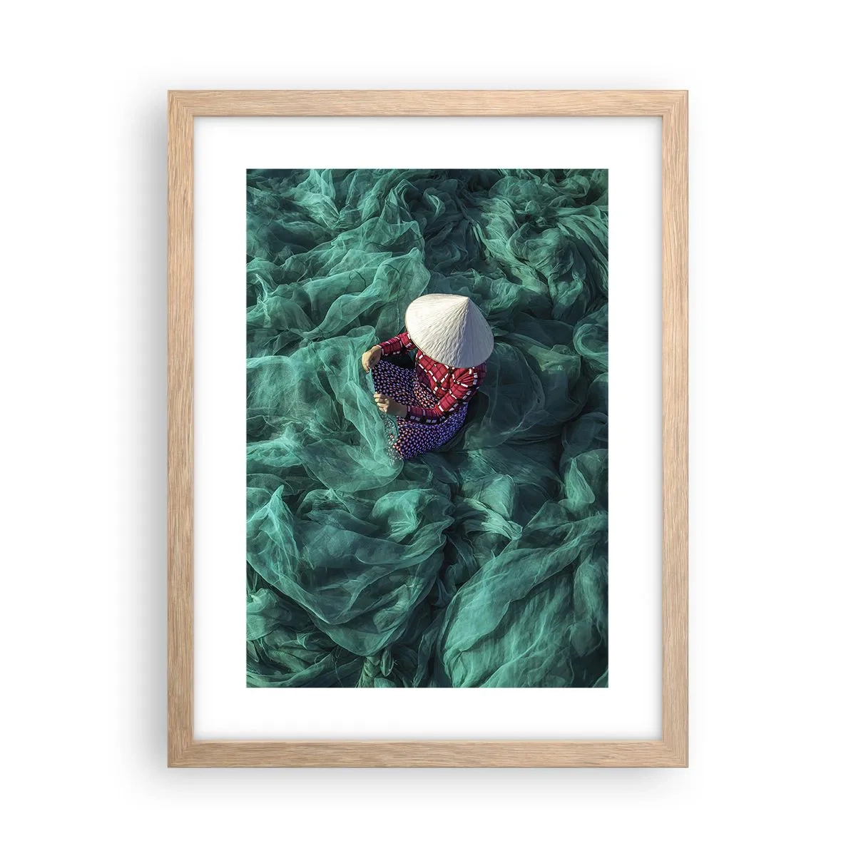 Póster en marco roble claro - En un mar de redes - 30x40 cm