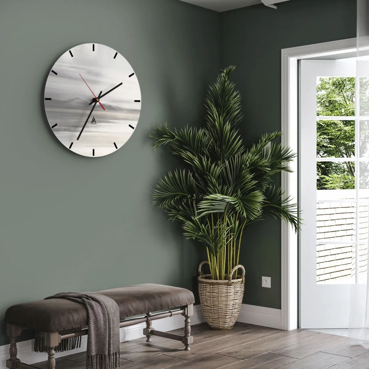 Reloj de pared - Reloj de vidrio - Una distancia reflexiva - 30x30 cm