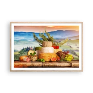 Póster en marco roble claro - La alegría de vivir italiana - 91x61 cm