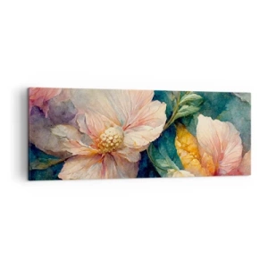 Cuadro sobre lienzo - Impresión de Imagen - Delicadas flores en colores pastel. - 140x50cm - La sutileza misma - Decoración de pared moderna para salón y dormitorio ARTTOR