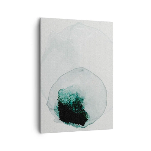 Cuadro sobre lienzo - Impresión de Imagen - Gota de agua abstracta con tonos de verde y negro. - 50x70cm - En una gota de agua - Decoración de pared moderna para salón y dormitorio ARTTOR