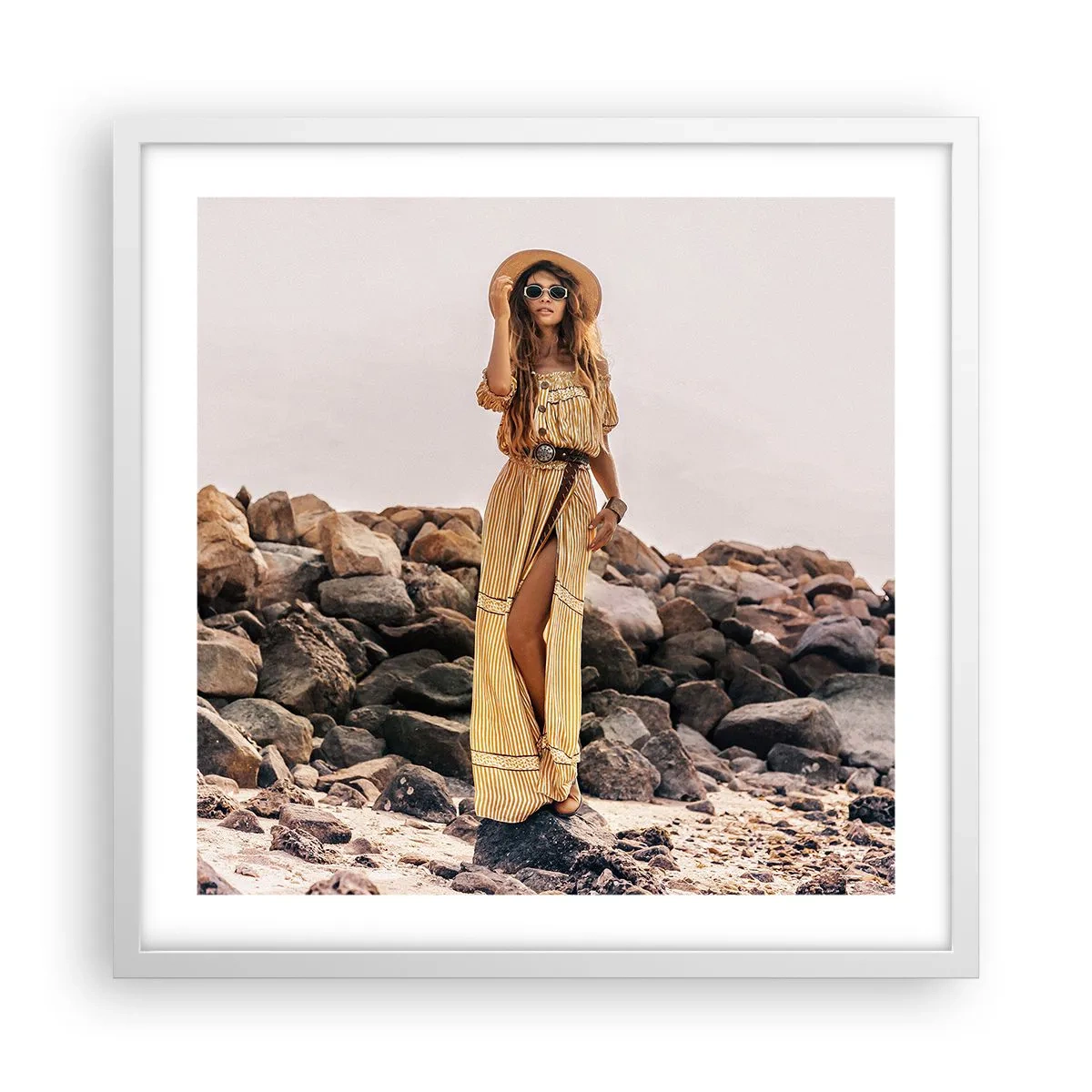 Póster en marco blanco - La magia de las piedras - 50x50 cm