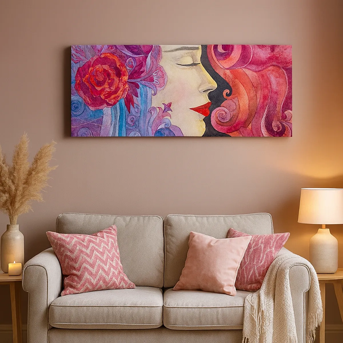 Cuadro sobre lienzo - Impresión de Imagen - Inspiración en rojo y violeta - 30x30 cm