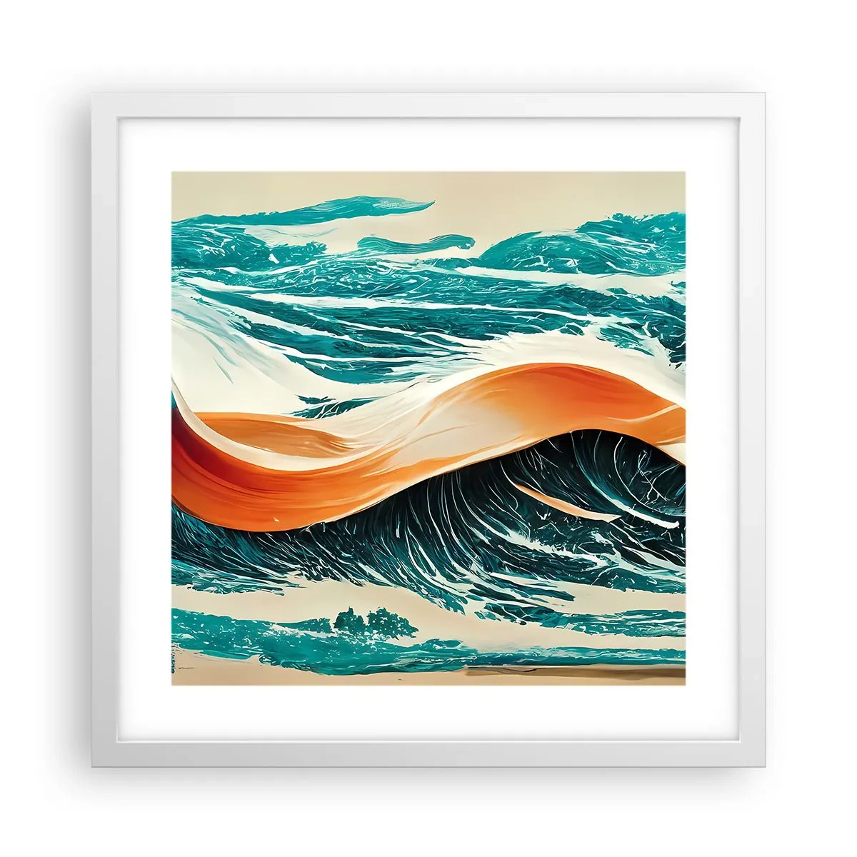 Póster en marco blanco - El sueño de un surfista - 40x40 cm
