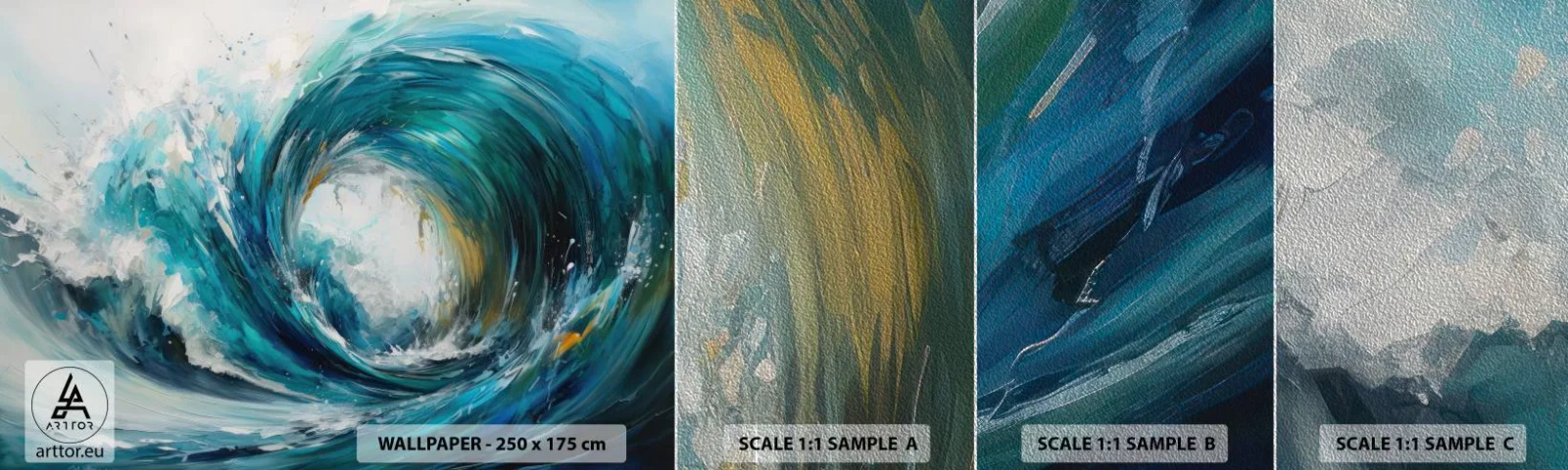 Muestra de fotomural Premium Sand - Portal marino - Océano, Ola, Pedazo - 100x30 cm