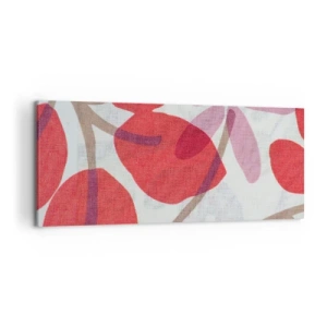Cuadro sobre lienzo - Impresión de Imagen - Flores y hojas en tonos rojos y rosas. - 120x50cm - Composición floral en rosa - Decoración de pared moderna para salón y dormitorio ARTTOR