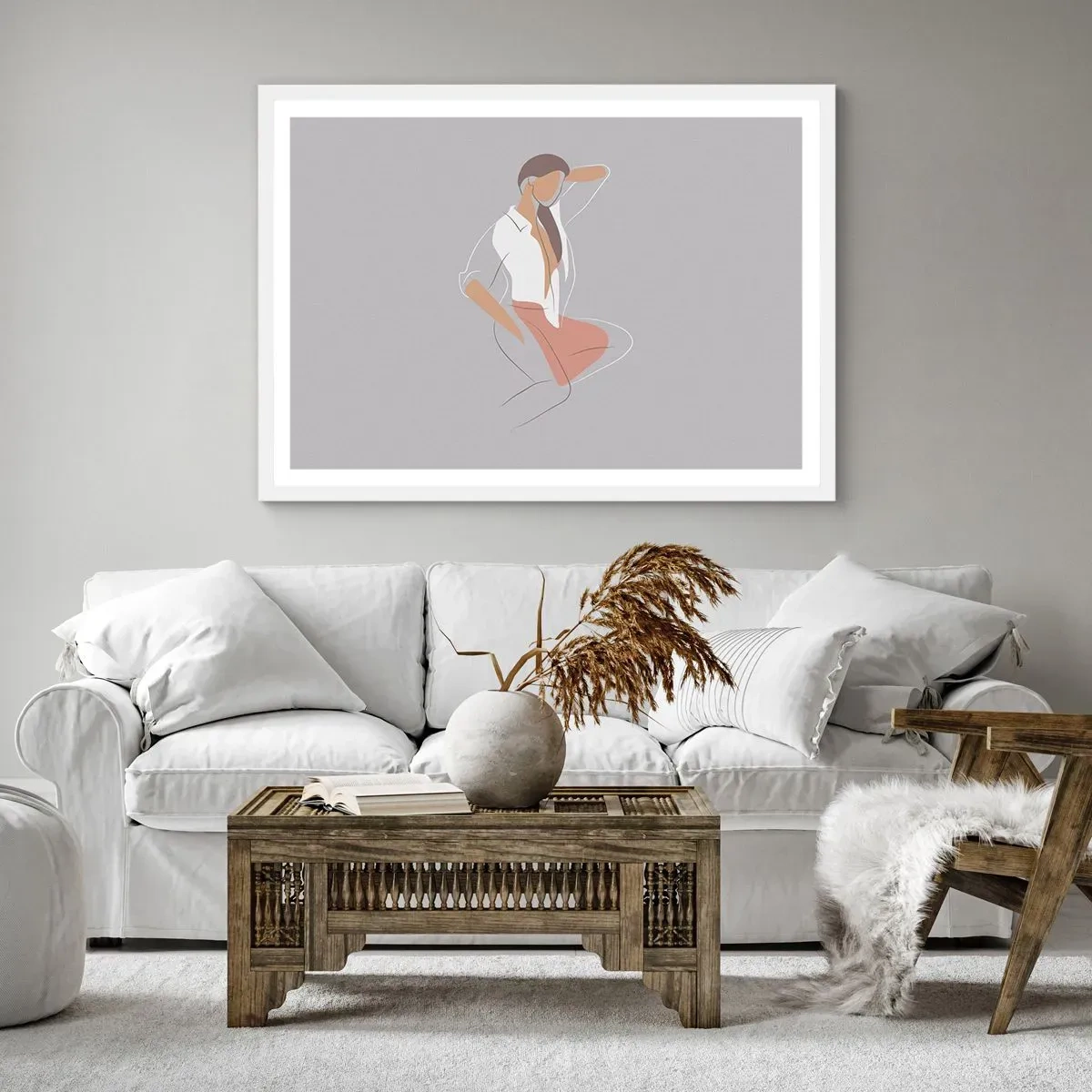 Póster en marco blanco - Un esbozo de encanto - 70x50 cm