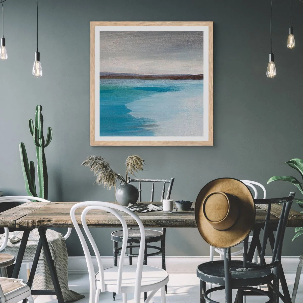 Póster en marco roble claro - Paisaje horizontal - 40x40 cm