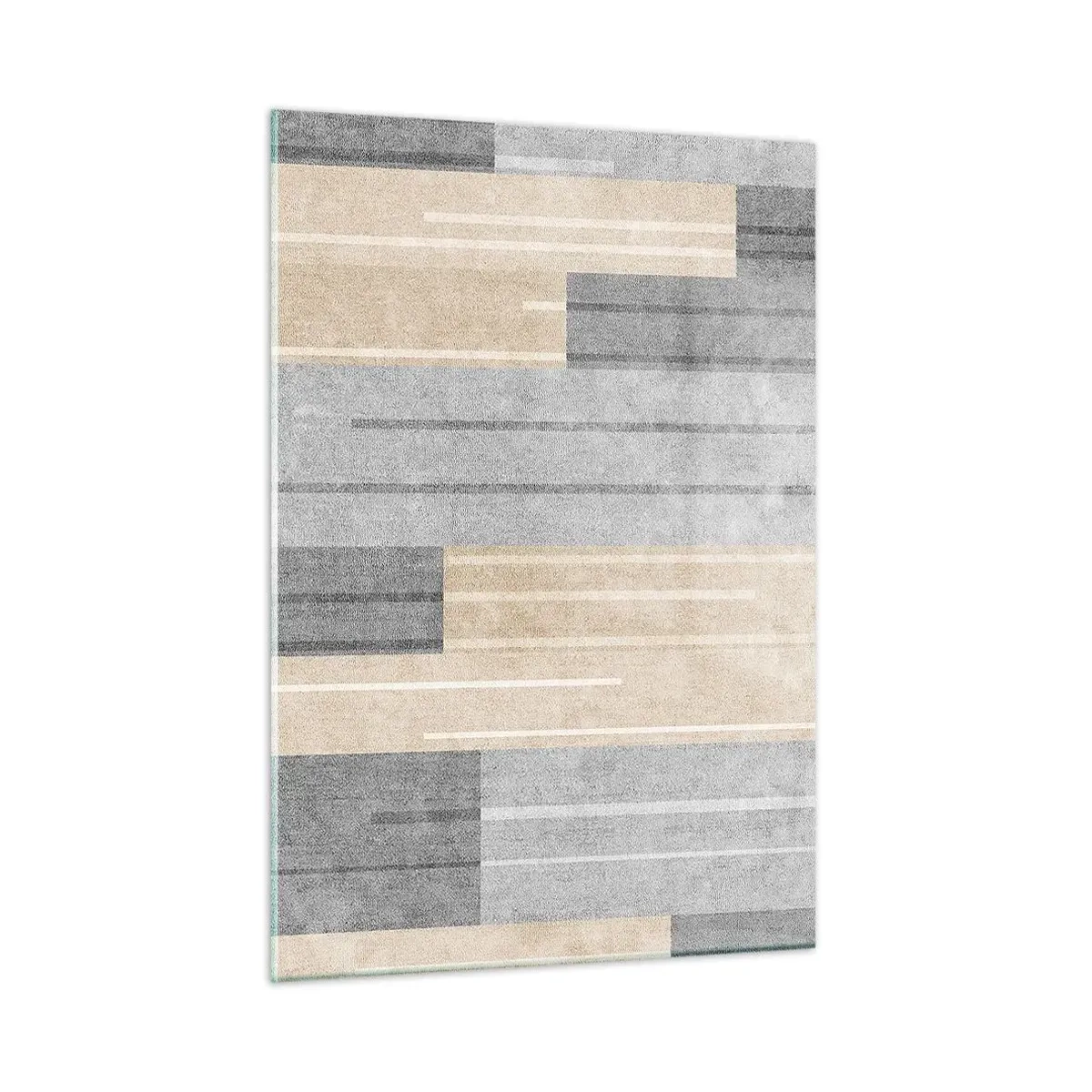 Cuadro sobre vidrio - Impresiones sobre Vidrio - Rayas geométricas en tonos grises y beige - 50x70cm - Composición: sostener la vertical - Decoración de pared moderna para salón y dormitorio ARTTOR