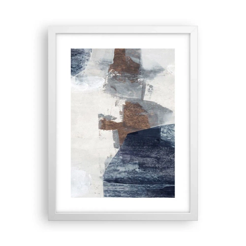 Póster en marco blanco - Formas azules y marrones - 30x40 cm