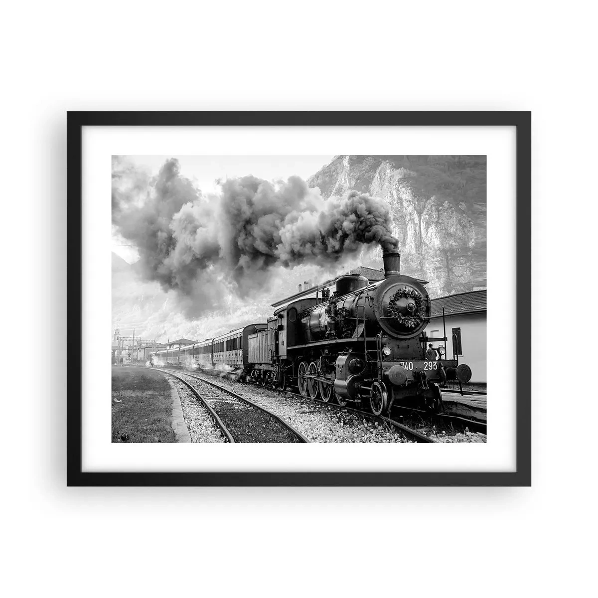 Póster en marco negro - Rumbo a la estación... - 50x40 cm