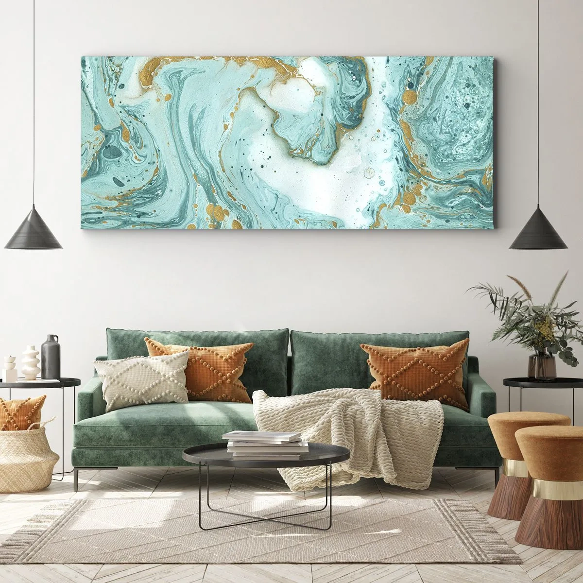 Cuadro sobre lienzo - Impresión de Imagen - Bajo la gran ola del periodo Edo - 100x40 cm