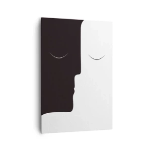 Cuadro sobre lienzo - Impresión de Imagen - Una silueta minimalista de dos caras en colores contrastantes. - 70x100cm - Unidad de los opuestos - Decoración de pared moderna para salón y dormitorio ARTTOR